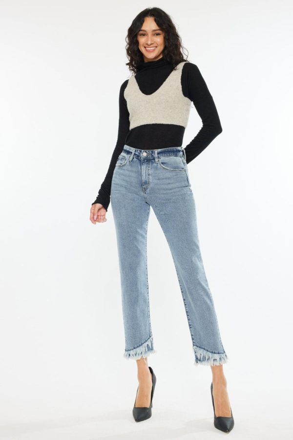 Kancan Raw Hem High Rise Straight Jeans Online Hot Sale - Image 3