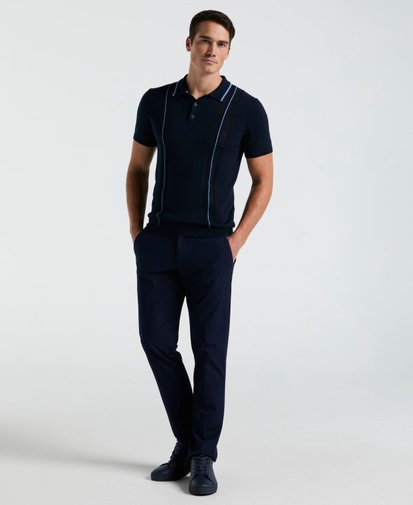 Cotton Mesh Vertical Stripe Print Button Polo For Cheap - Image 4