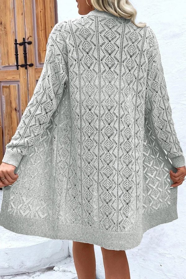 Ivy Openwork Button Down Long Sleeve Cardigan Online Sale - Image 3