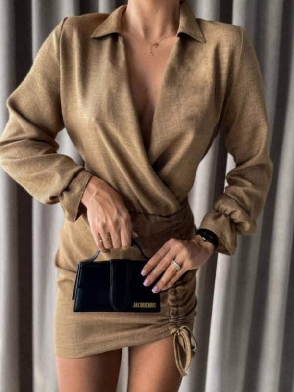 Blake Drawstring Long Sleeve Mini Dress Online Sale - Image 3