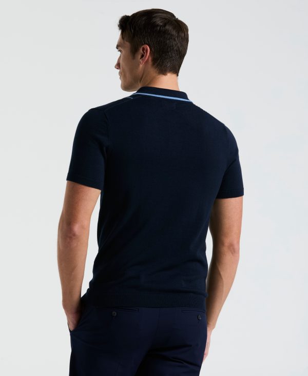 Cotton Mesh Vertical Stripe Print Button Polo For Cheap - Image 2