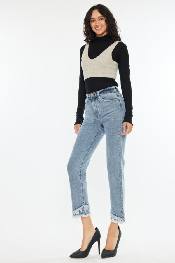 Kancan Raw Hem High Rise Straight Jeans Online Hot Sale - Image 5