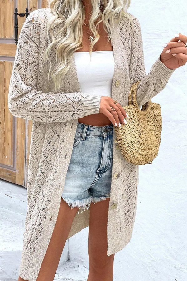 Ivy Openwork Button Down Long Sleeve Cardigan Online Sale - Image 2