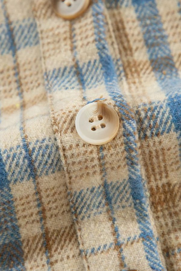 Lumi Drawstring Plaid Button Up Hooded Shacket on Sale - Image 5