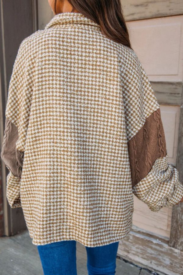 Amber Pocketed Color Block Collared Neck Long Sleeve Jacket For Sale - Image 3